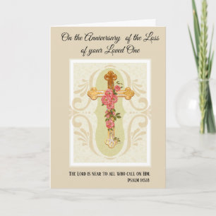 Carte Croix aux Roses Anniversaire de Décès Être Cher