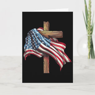 Carte Croix chrétienne du drapeau américain Jésus 4 juil