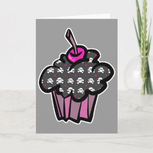 Carte croix de crâne goth cupcake