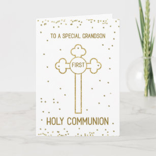 Carte Croix de la première sainte communion de grand-fil