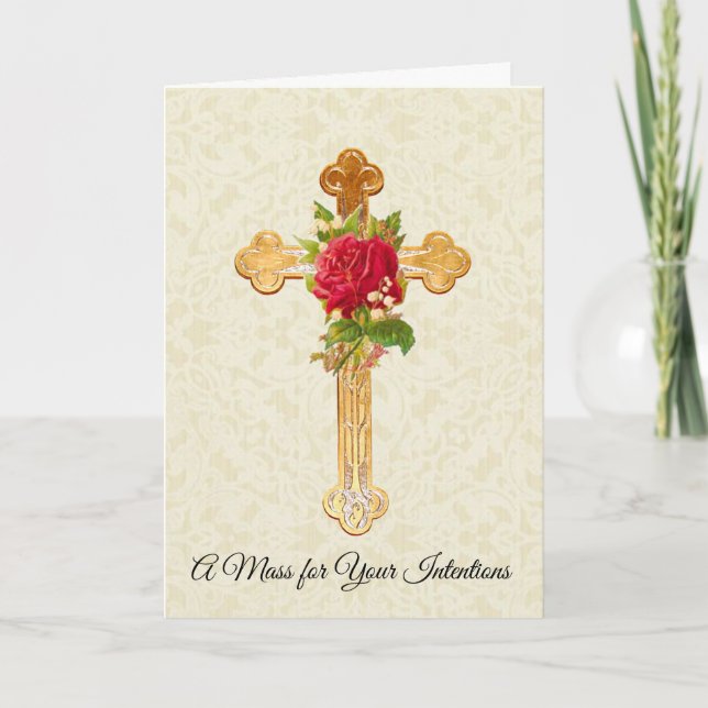 Carte Croix de mémorial d'offrande de messe catholique R (Devant)