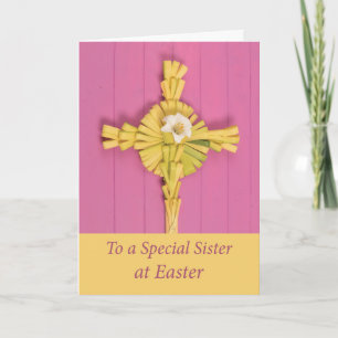 Carte Croix de Pâques de Soeur catholique avec Lily