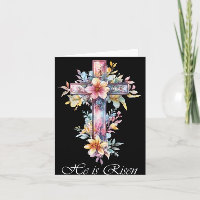 Carte Croix de Pâques il est ressuscité (Devant)