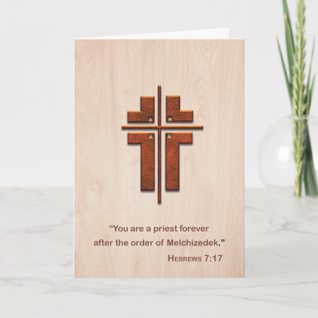 Carte Croix de Prêtre des Bénédictions sur Bois (Devant)
