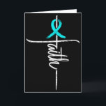 Carte Croix de sensibilisation à la foi et au Pcos Ruban<br><div class="desc">Croix de sensibilisation à la foi et au Pcos Ruban chrétien sarcelle de soutien</div>