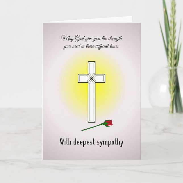 Carte Croix de sympathie chrétienne avec rosebud (Devant)
