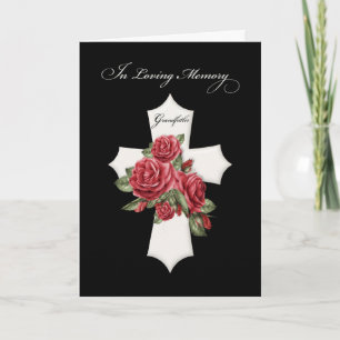 Carte Croix de sympathie grand-père Roses rouges