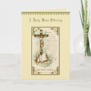 Carte Croix d'offrande de messe de sympathie catholique 
