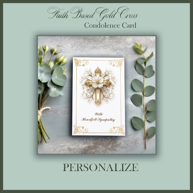 Carte Croix d'or de condoléances basée sur la foi (Créateur téléchargé)