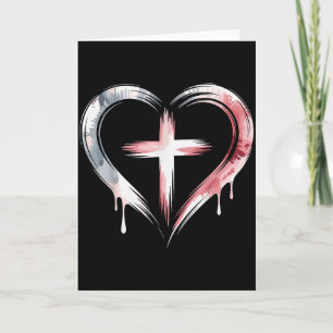 Carte Croix du cœur Foi chrétienne Amour