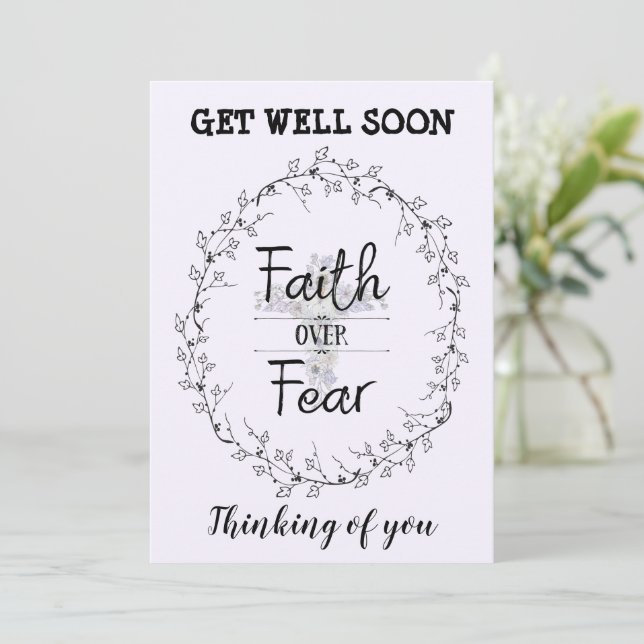 Carte Croix florale avec citation chrétienne Get Well Ca (Debout devant)