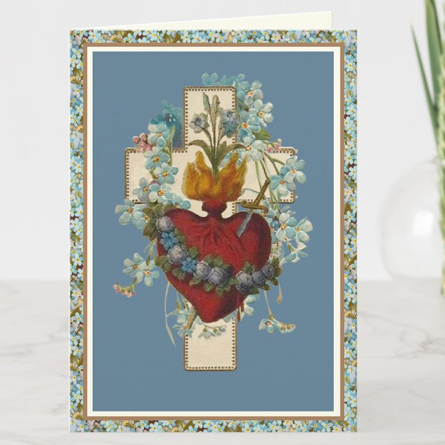 Carte Croix florale Vierge Marie Cœur Immaculé (Créateur téléchargé)