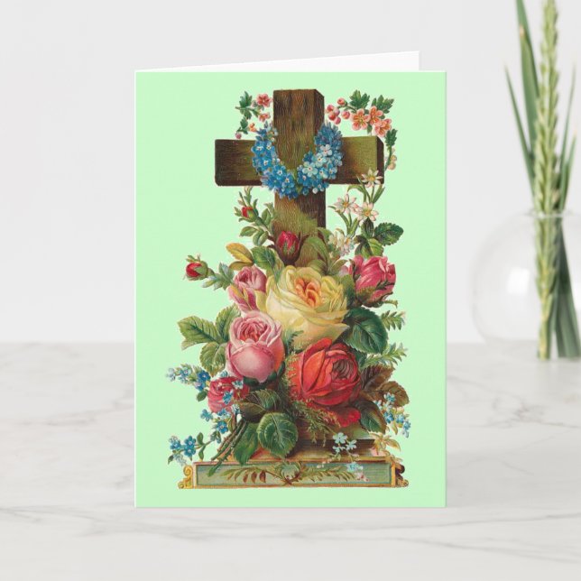Carte Croix florale vintage (Devant)