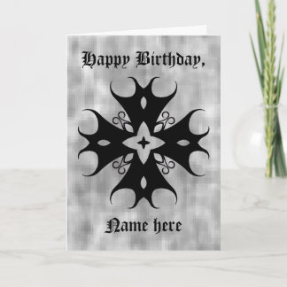 Carte Croix gothique mignonne sur l'anniversaire gris po