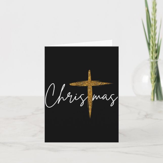 Carte Croix Jésus Chrétien Joyeux Noël Pyjama Fami (Devant)