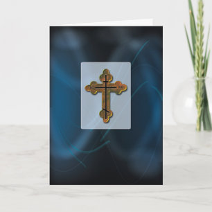 Carte Croix orthodoxe orientale Vierge à l'intérieur