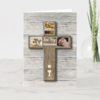 Croix Rustique Bois Première communion Sainte Salu