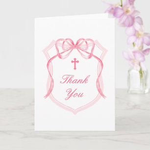 Carte Croix Sainte Religieuse Merci Ruban Rose