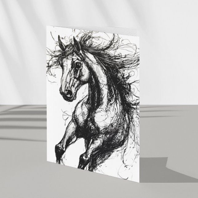 Carte Croquis à main de portrait de cheval (Créateur téléchargé)