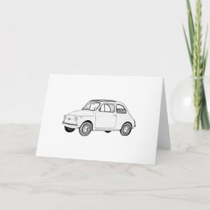 Carte Croquis au crayon noir et blanc classique Fiat 500