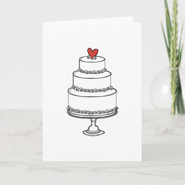 Carte Croquis de gâteau de mariage - simple (Devant)