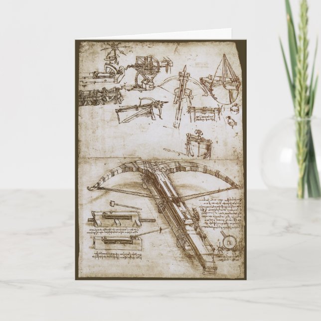 Carte Croquis de l'Arme Arbalète géante de Léonard de Vi (Devant)