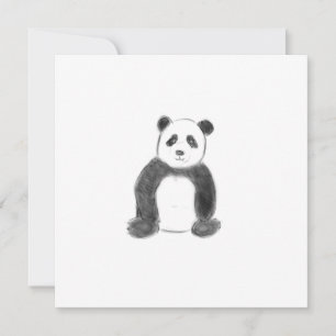 Carte Croquis de panda en noir et blanc