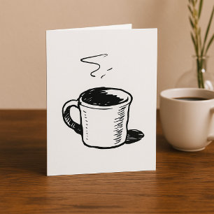 Carte Croquis de tasse à café dessiné à la main minimali