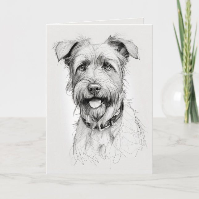 Carte Croquis Terrier pour Anniversaire (Devant)