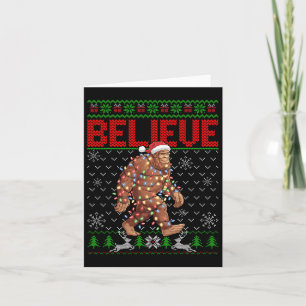Carte Croyez Bigfoot Père Noël laide des arbres de Noël