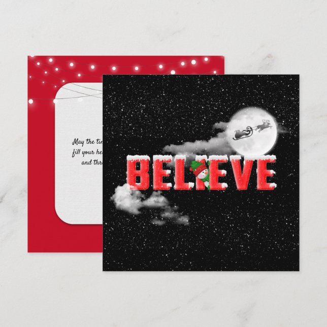 Carte CROYEZ le message de Noël avec la lune (Devant / Derrière)