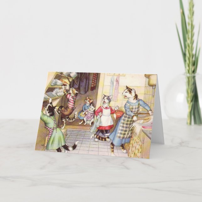 Carte Cru - chats dans la cuisine, (Devant)