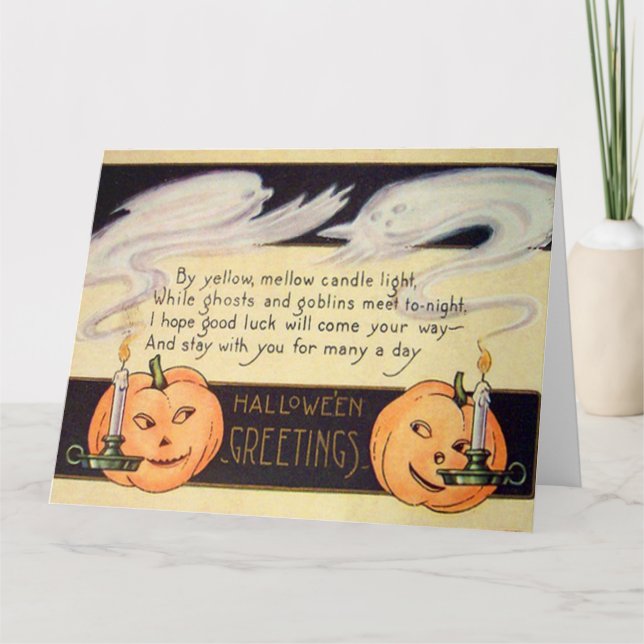 Carte Cru Halloween de bougies de Jack-o'-lantern de (Devant)