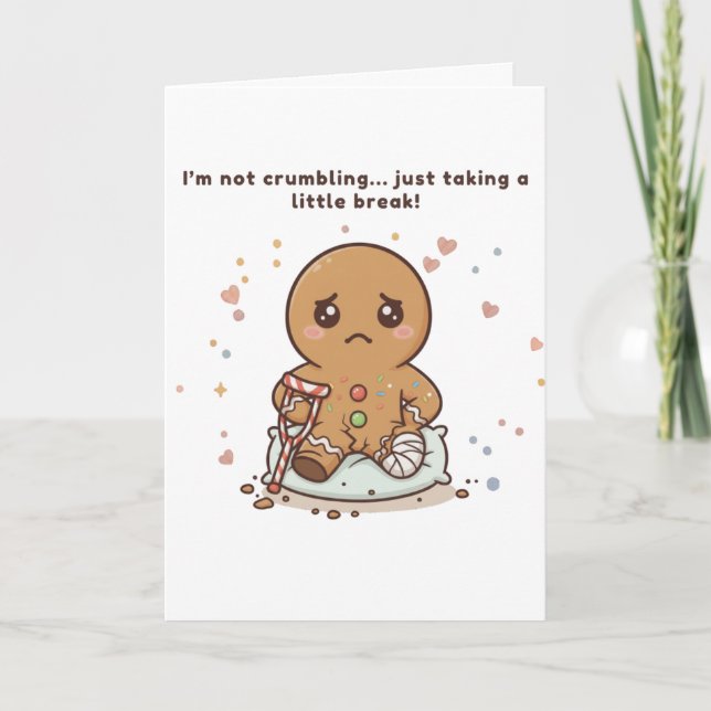 Carte Crumbling, Cute Puchi Gingerbread Get Well Card (Devant)