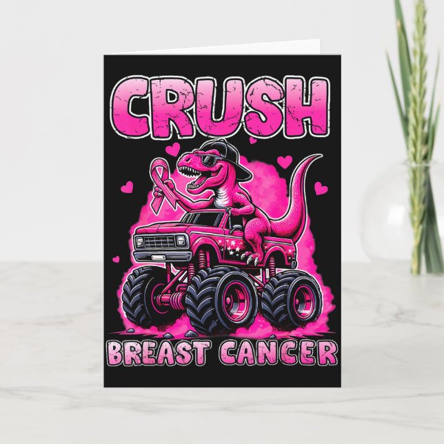 Carte Crush Breast Cancer Awareness T Rex Monster Truck  (Devant)
