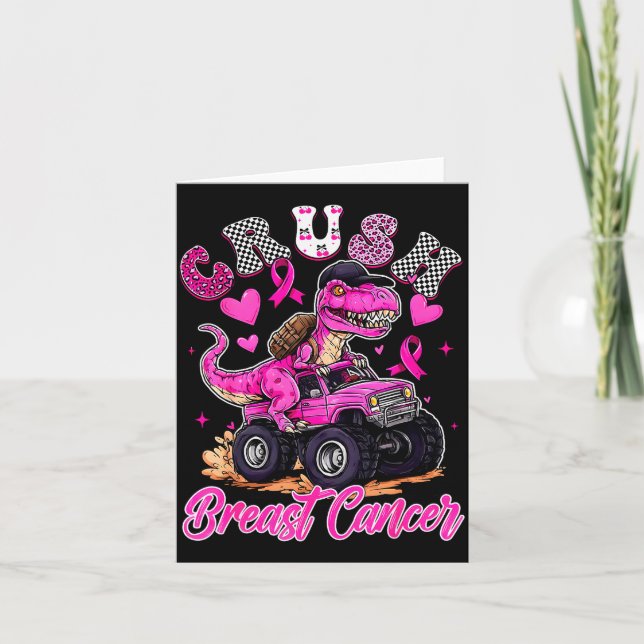 Carte Crush Breast Cancer Dinosaur T Rex Monster Truck B (Devant)