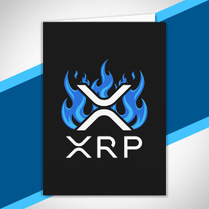 Carte Cryptomonnaie XRP Crypto Flammes Bleues Feu Fondre