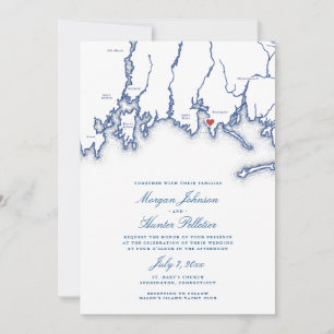 Carte CT Stonington Élégant Mariage de l'église bl