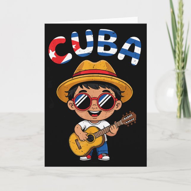 Carte Cuba garçon Mois du patrimoine hispanique Drapeau  (Devant)