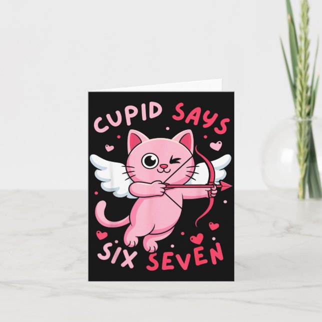 Carte Cud Says 67 Six Seven Meme Cute Cat Valentine's Da (Devant)