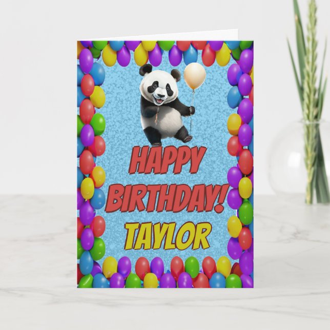 Carte Cudly mignon Ours Panda Salutation Joyeux Annivers (Devant)