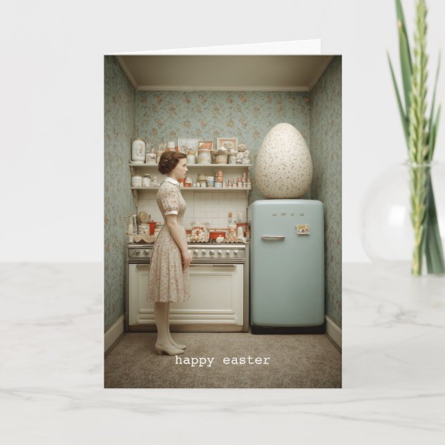 Carte Cuisine Vintage Surréaliste Avec Œuf Géant (Devant)