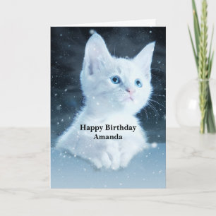 Carte Cuite Kitten blanc avec de beaux yeux bleus