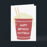 Carte Cup of Ramen Noodles Custom Personalized Birthday<br><div class="desc">This greeting card is ready to be personalized with your own message on both the front and the inside so that you can create a custom birthday card or the perfect card for any occasion. This card features an illustration of a cup of ramen noodles in red. Makes a fun...</div>