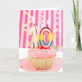 Carte cupcake 10e anniversaire en rose