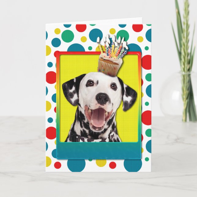 Carte Cupcake anniversaire - Dalmatie (Devant)