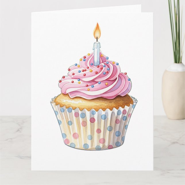 Carte Cupcake Anniversaire (en blanc) (Devant)