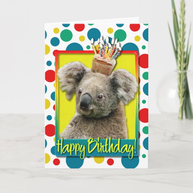 Carte Cupcake anniversaire - Koala (Devant)