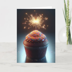 Carte Cupcake au chocolat d'anniversaire