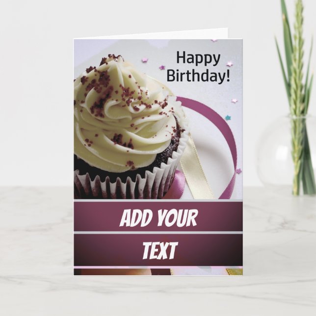 Carte Cupcake Birthday Card / Ajouter Votre Texte / Modè (Devant)